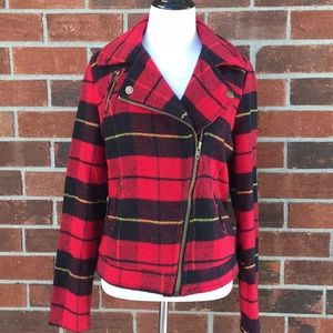 Plaid fall moto jacket